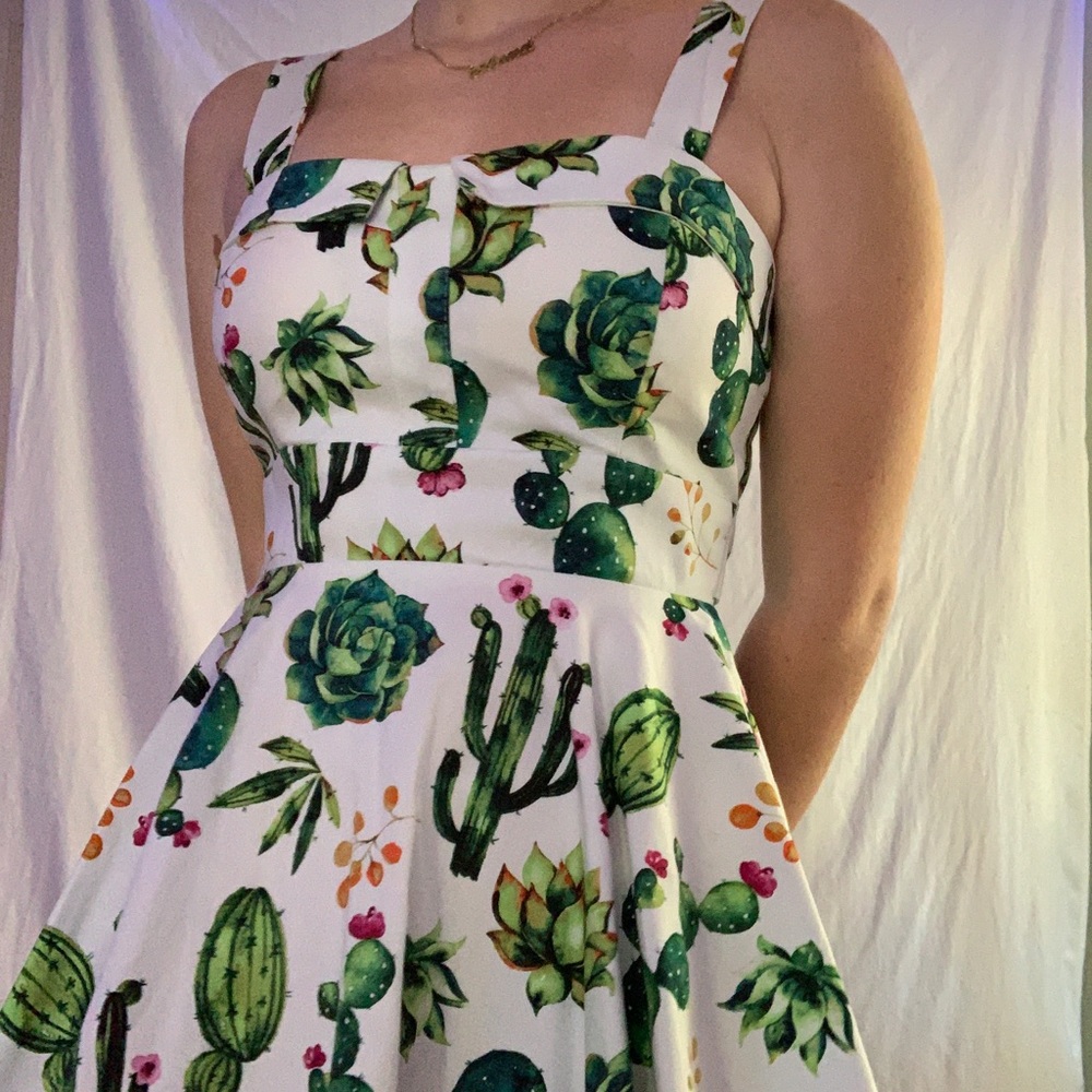 Fit and flare vintage cactus dress